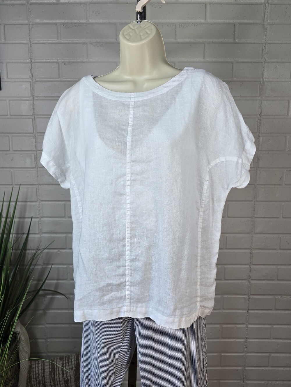 J. Jill White Linen Short Sleeve Top Oversized Small